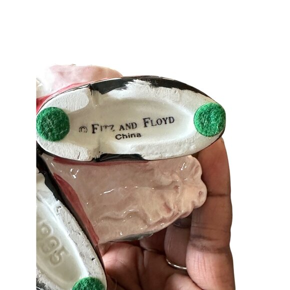 Fitz And Floyd 1995 Ceramic Kitty Figurine With Floral Dress Hat & Basket - Picture 6 of 8